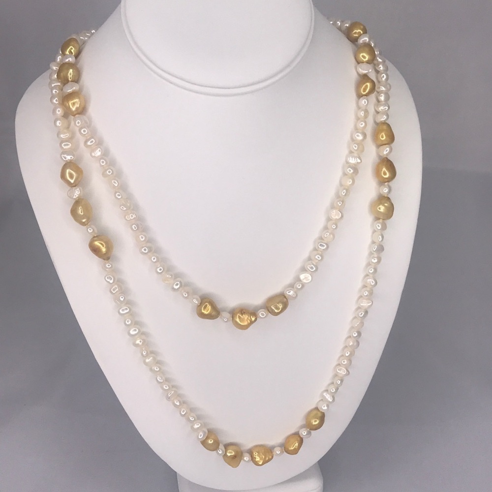White and Yellow Freshwater Pearl Necklace